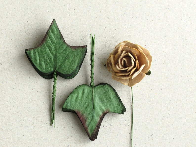 50 Paper Ivy Leaves with Wire Stems Lifesize Made of Etsy