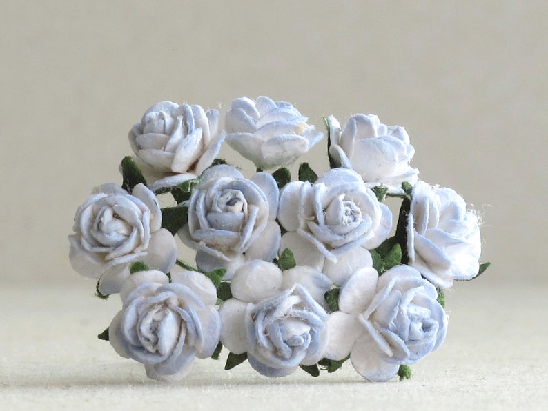 10mm Pale Blue Paper Roses 10 Mulberry Paper Roses With Wire Etsy