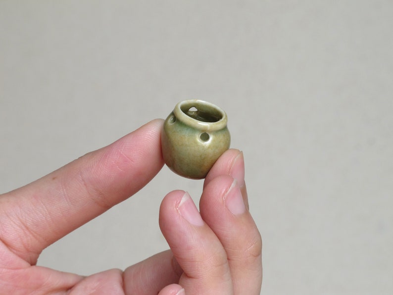 5 Mini Ceramic Vases With Holes Celadon Green Ceramic Jars Etsy