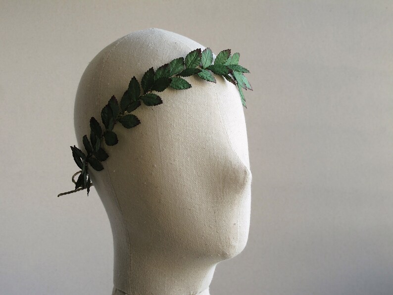 Paper Leaf headband Dark green rustic wedding crown Made Etsy