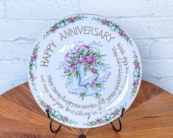 Happy Anniversary Porcelain Plate, Gold Trim, Made in Japan - Etsy