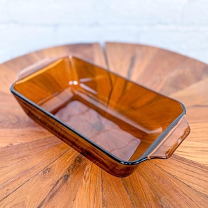 Vintage Anchor Hocking Fire King Glass Loaf Pan in Harvest Amber - 1 qt