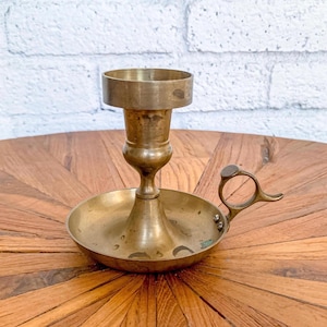 Vintage Brass Chamber Candleholder with Finger Loop