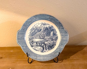 Vintage Currier & Ives by Royal 11-1/2” Cake Plate/Platter, “The Rocky Mountains”