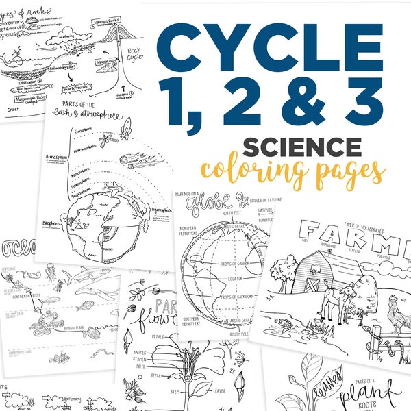 SCIENCE 3 cycles of coloring pages (5th edition)