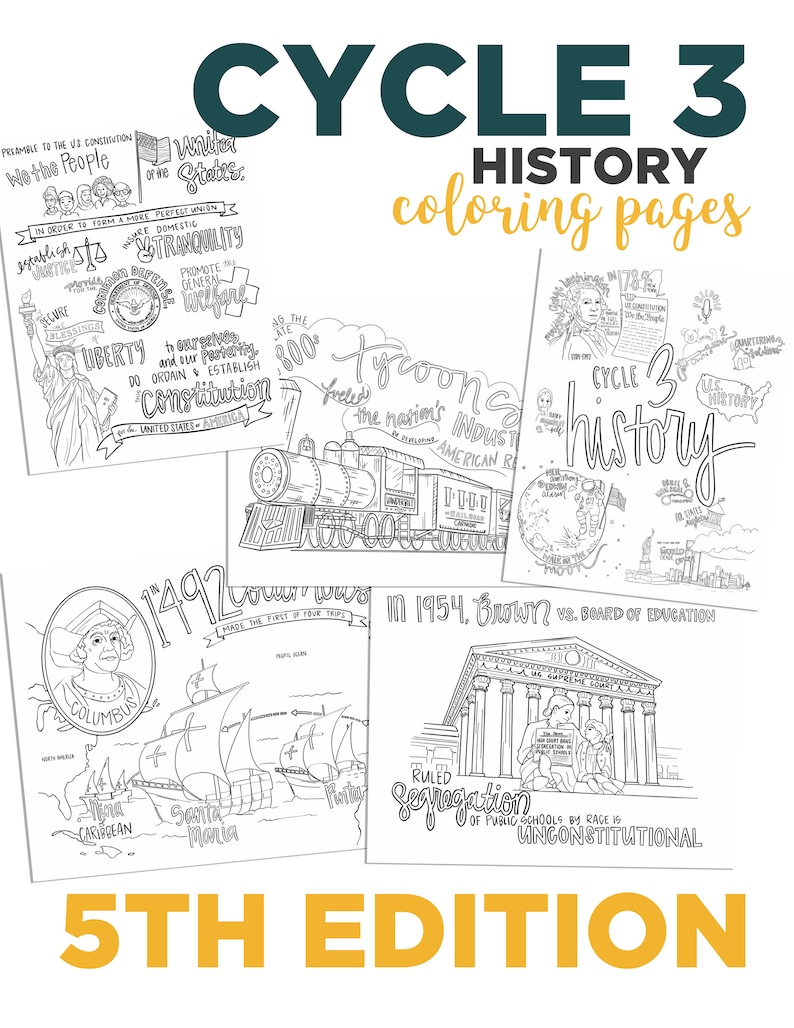 Cycle 3 HISTORY Coloring pages for 5th edition image 1