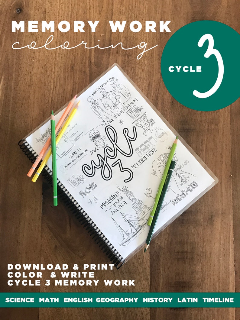 Cycle 3 COMPLETE pack of memory work coloring pages 5th edition image 1