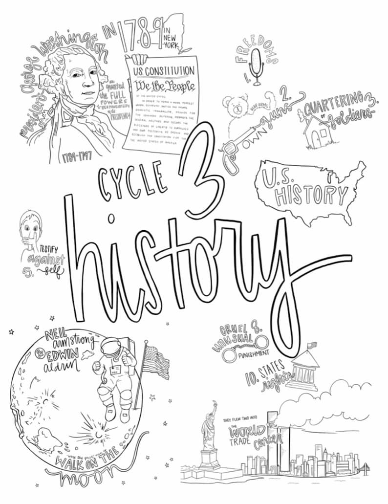 Cycle 3 HISTORY Coloring pages for 5th edition image 6