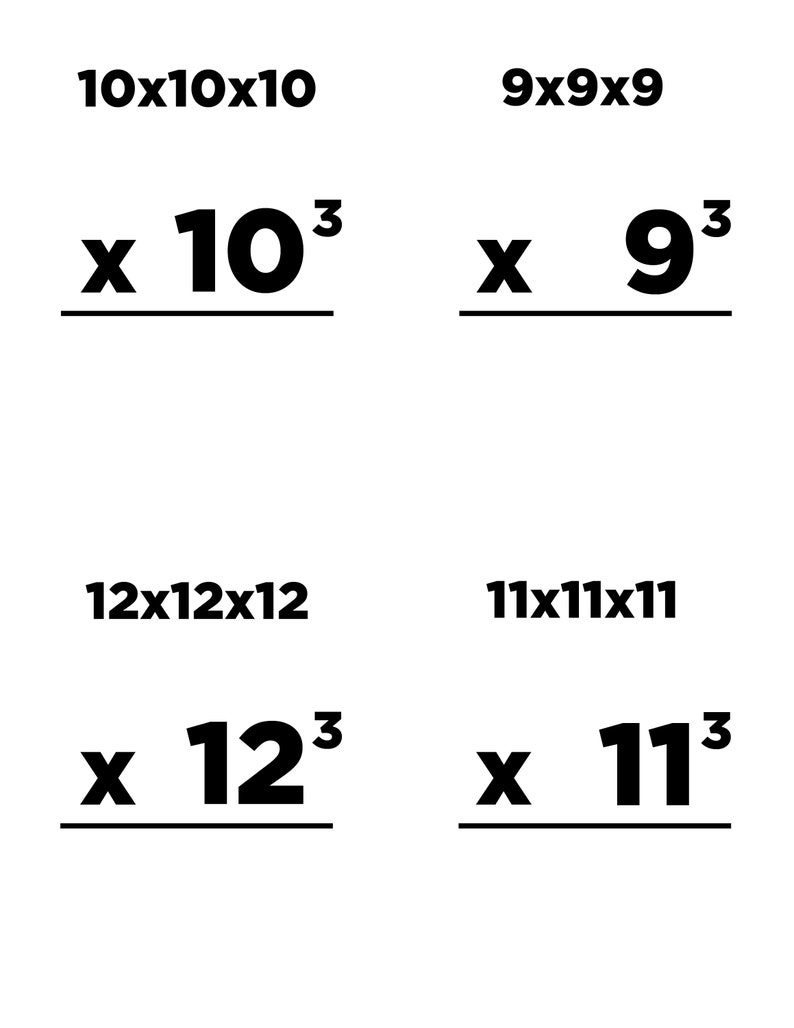 Multiplication Flash Cards 1-15 PLUS squares and cubes image 8