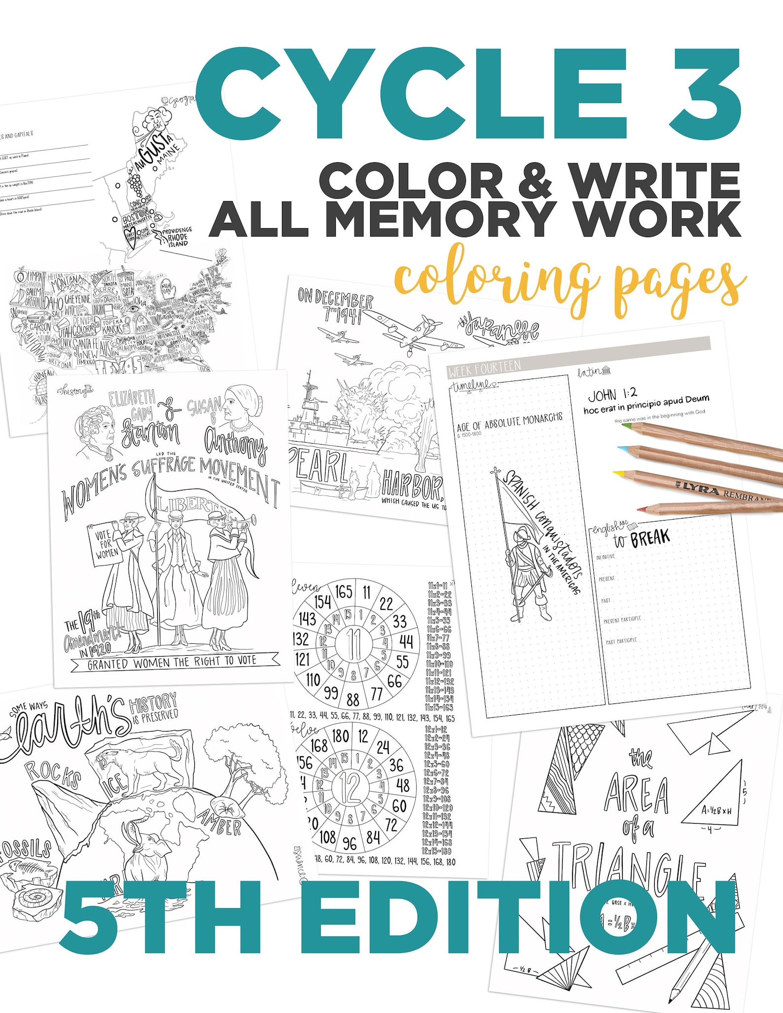 Cycle 3 COMPLETE Pack of Memory Work Coloring Pages 5th - Etsy