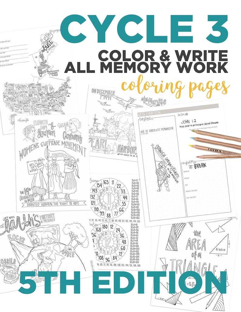 Cycle 3 COMPLETE pack of memory work coloring pages 5th edition image 2