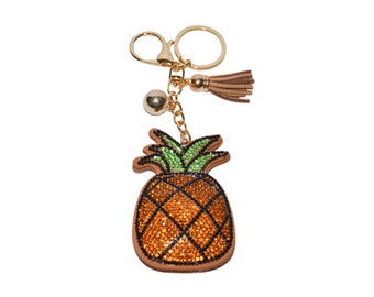 Pineapple Key Chain for Women Fruit Key Ring Bling Backpack Charm Purse Charm Womens Key Holder