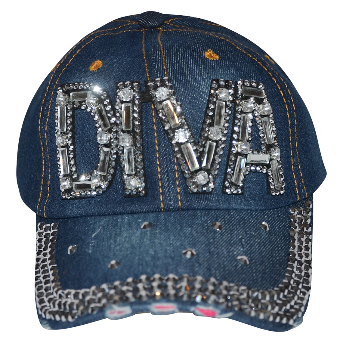 Diva hat bling cap for women sparkle rhinestone denim cute | Etsy