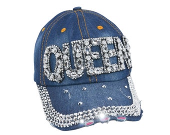 Tipsy Chics Capsmith Women's Denim with Skull Rhinestone Baseball Hat Tipsy Chics Capsmith Women's Denim with Skull Rhinestone Baseball Hat