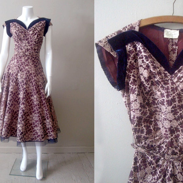 RESERVED 1950s  dress / Toujours L'amour dress / 40s Vintage cocktail dress