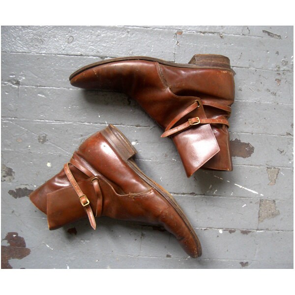1940s boots / country caper boots / tan leather ankle boots
