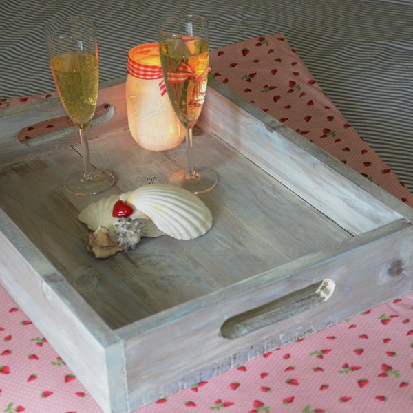 Rustic, Beachy, Weathered, Handcrafted Wooden Tray