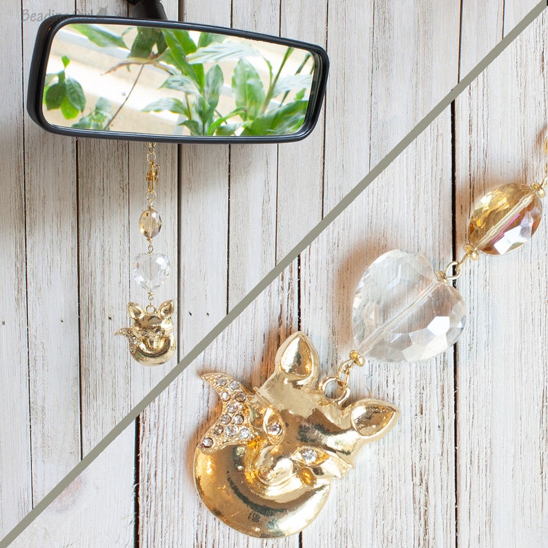 Gold Ton Fox Auto Ruckspiegel Anhanger Fuchs Charme Etsy