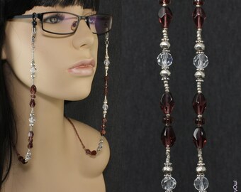 Cadena de gafas con cuentas de amatista morada