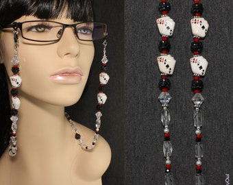 4 Aces Playing Cards Beaded Eyeglass Chain