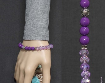 Purple Crystal Beaded Bracelet