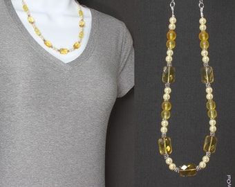 Golden Yellow Ladies Beaded Necklace