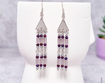 Purple Chandelier Dangle Earrings