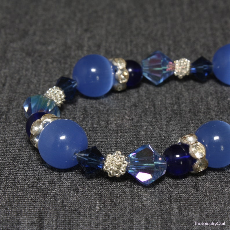 Blue Sapphire Cat's Eye Bracelet / Blue Cats Eye Bracelet Etsy