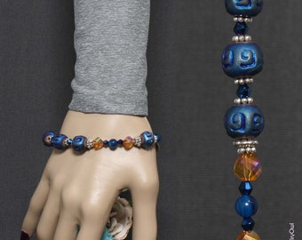 Topaz and Blue Ceramic Beaded Bracelet