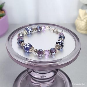 Dark Purple and Silver Beaded Bracelet