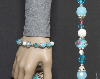 Baby Blue and White Beaded Bracelet