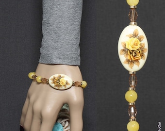 Yellow and Brown Rose Tensha Bracelet