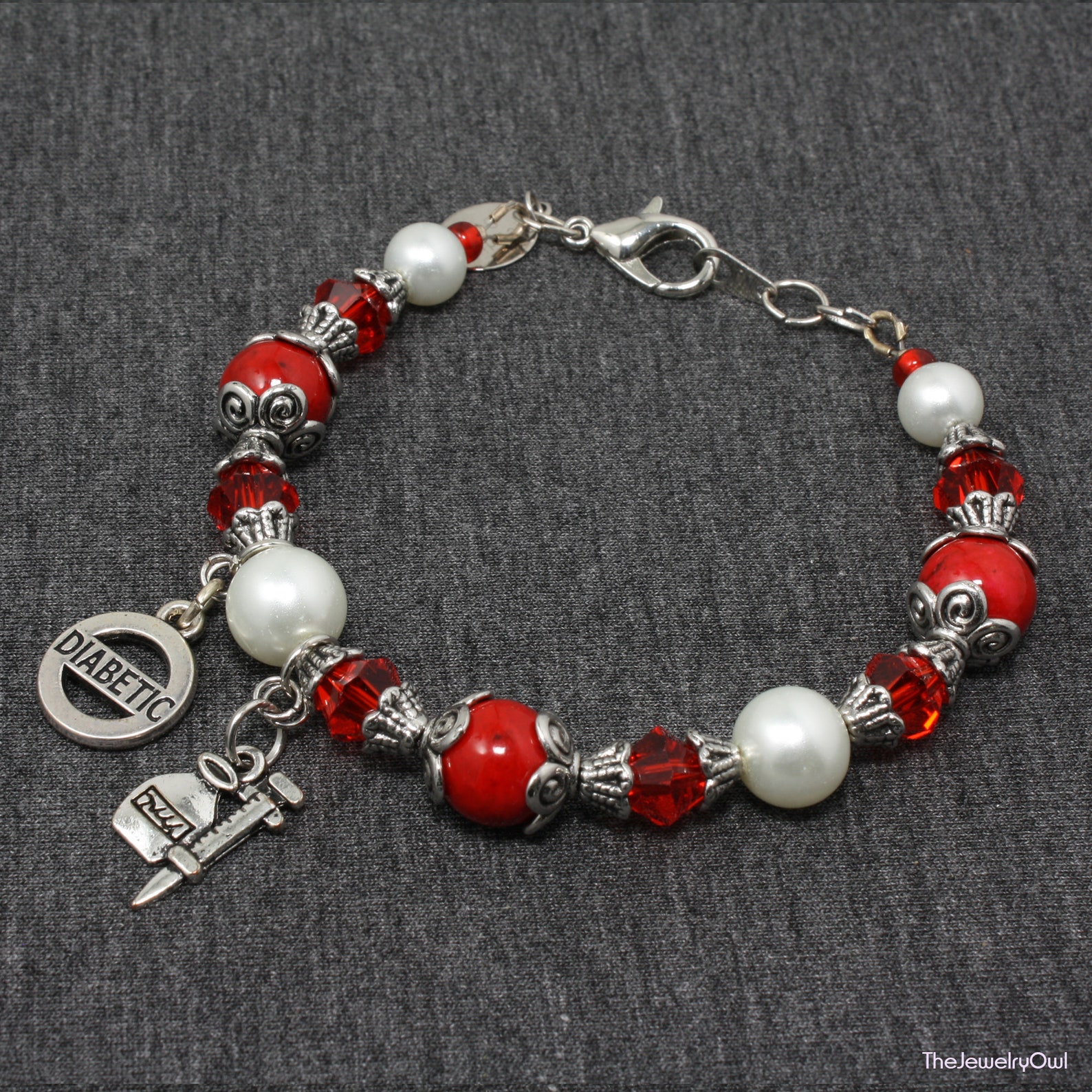 Red Diabetes Medical ID Bracelet / Type 1 Diabetes / Juvenile Etsy