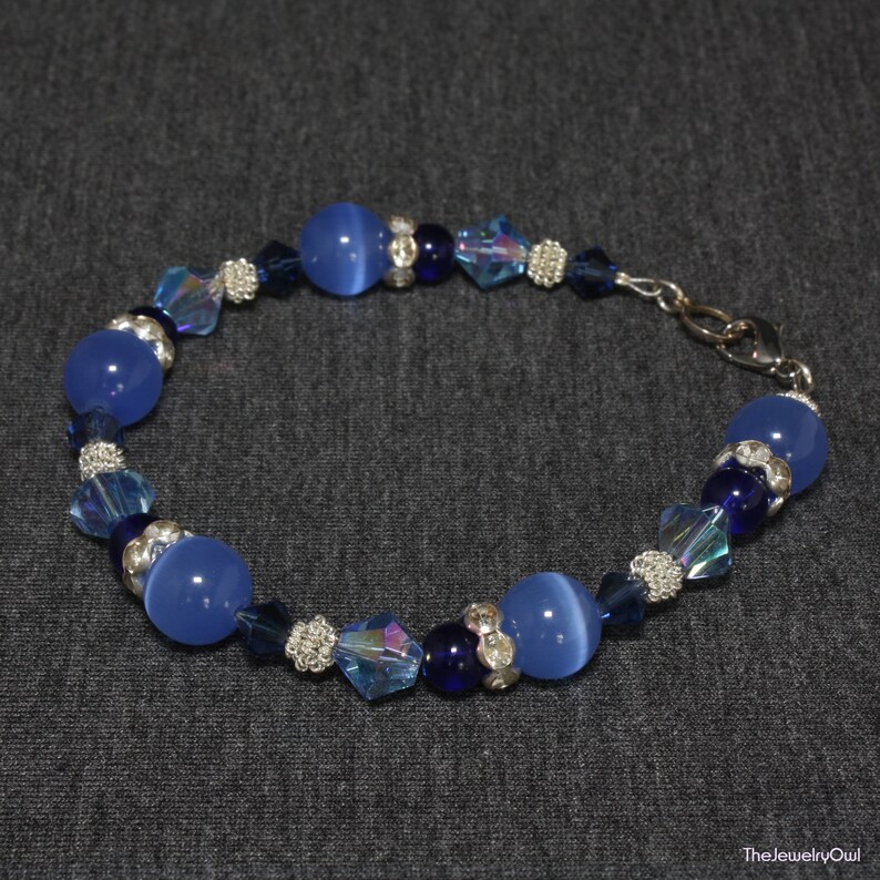 Blue Sapphire Cat's Eye Bracelet / Blue Cats Eye Bracelet Etsy