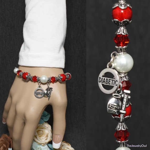 Red Diabetes Medical ID Bracelet / Type 1 Diabetes / Juvenile Etsy