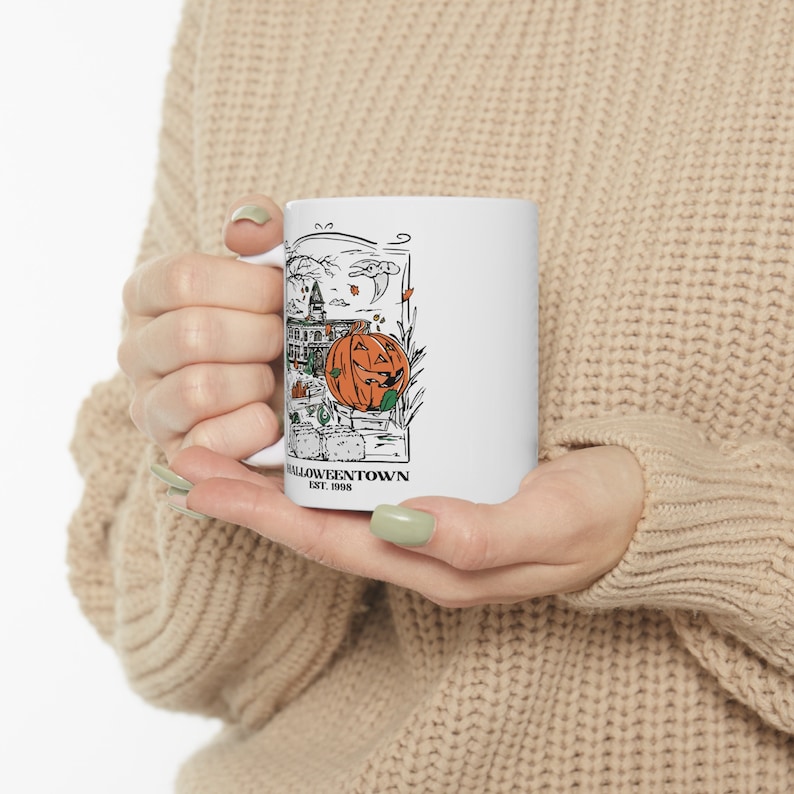 Estiyond 11 Oz White Coffee Mug - Fall Design, Ceramic, Microwave & Dishwasher Safe, Double-Sided Print - View #5