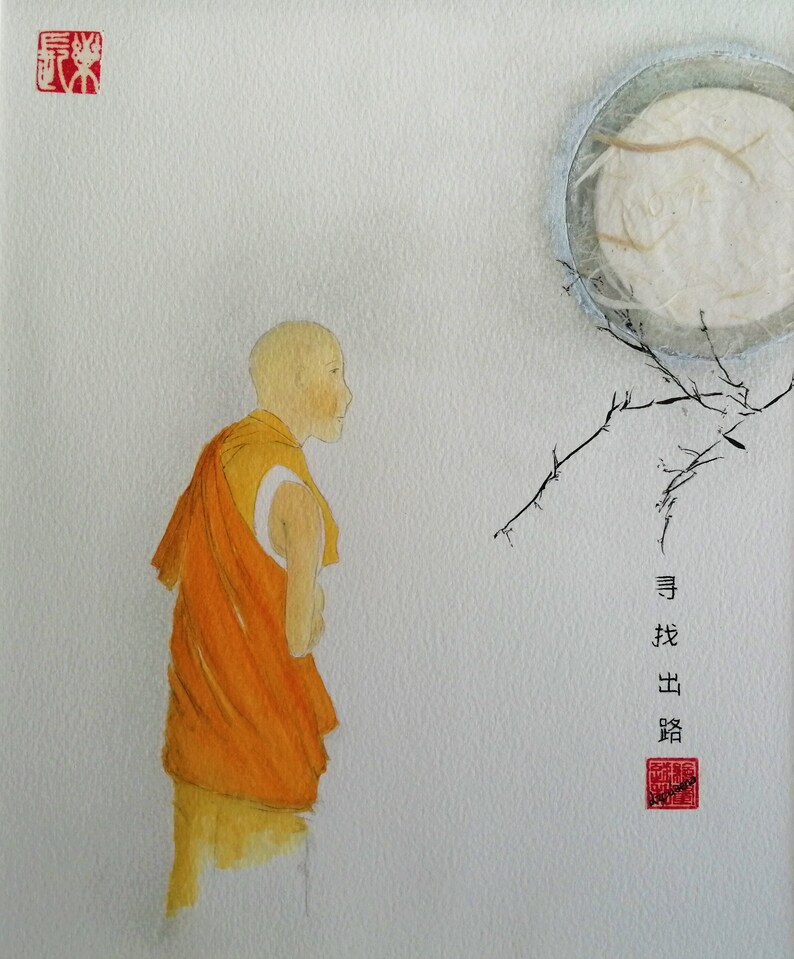 Zen Buddhist Monk Painting Buddhist Art Buddhist Monk Etsy
