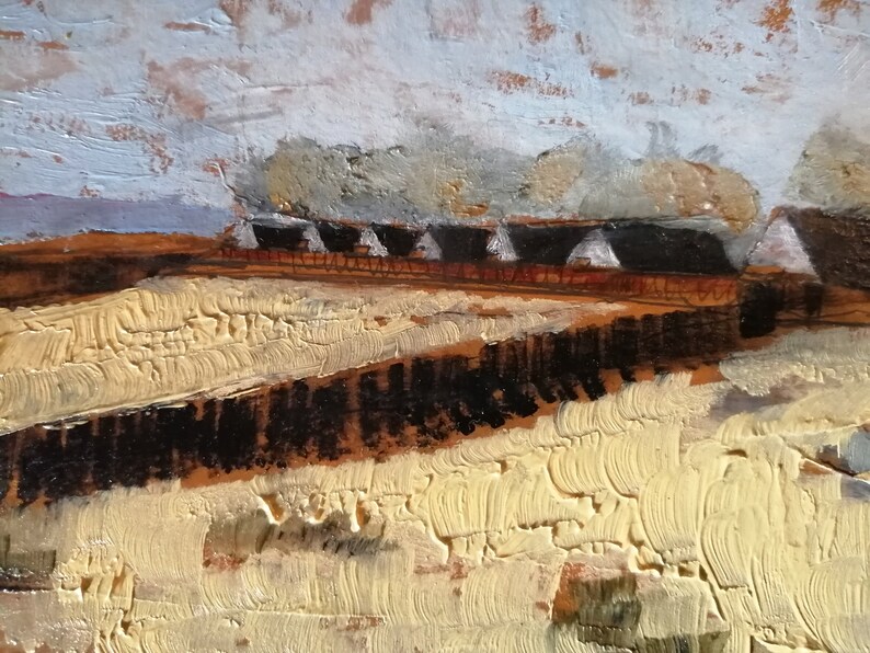 Title Beach Chalets at Dunster Small Impressionist Coastal Etsy UK