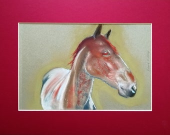 Original Pastel Horse Painting, 16 x 12 Matted Artwork, Equine Portrait, Original Fine Art, Pastel Paintings, Horse Art, Horse Portrait, Art