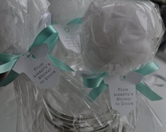 Ready To Pop Baby Shower Favor Bath Puff Lollipop With Tag Etsy