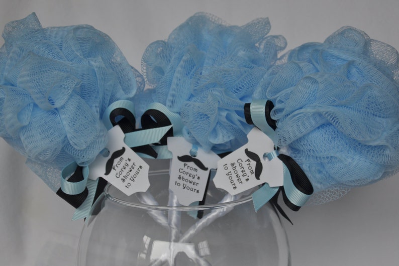 Mustache Bash Baby Shower Favor Bath Puff Baby Rattle | Etsy
