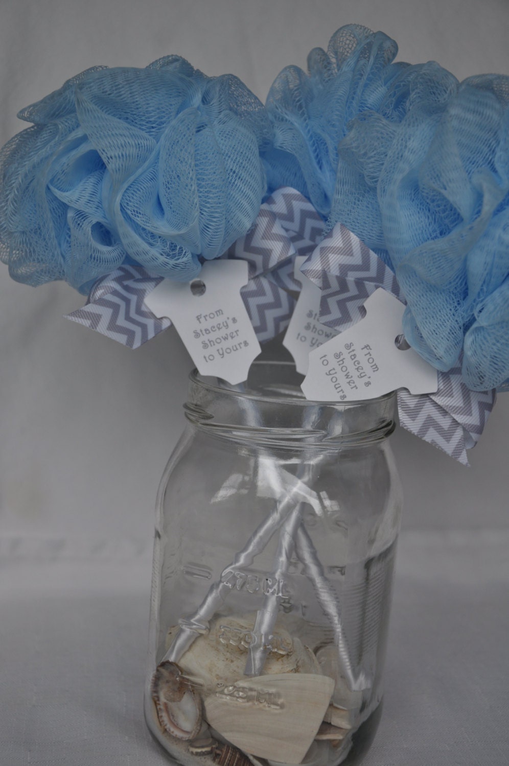 Bath Puff Baby Shower Favor : Pink Baby Shower Favor Bath Puff Lollipop with Tag - Mesh back bath shower brush (full size) mesh pouf shower brush.