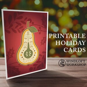 Afdrukbare winterzonnewendekaarten | Middeleeuws fruitthema | Downloadbare pdf