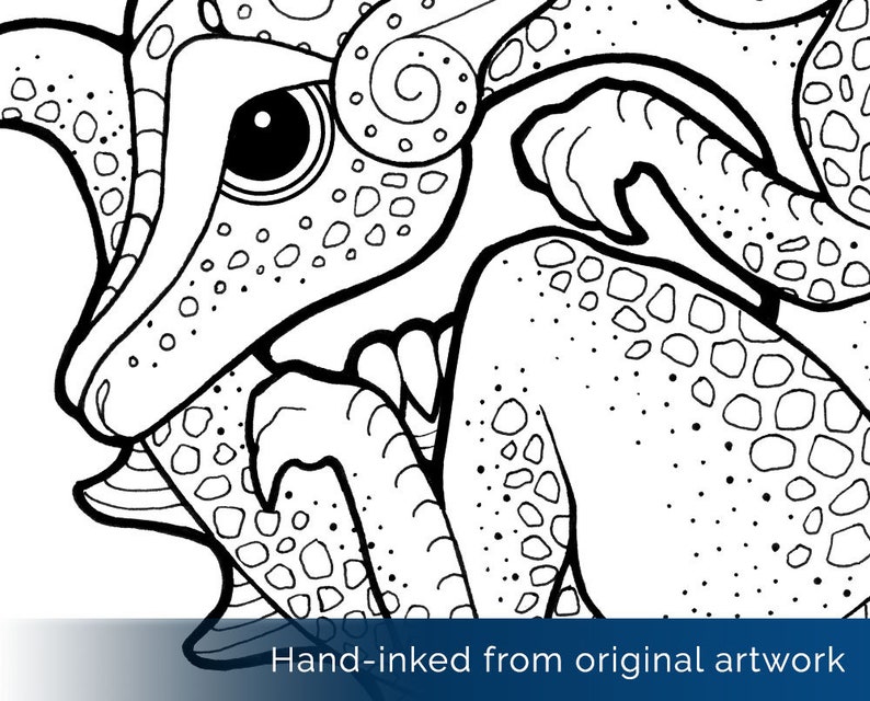 Coiled Dragon Coloring Page Kawaii Dragon Cute Fantasy | Etsy