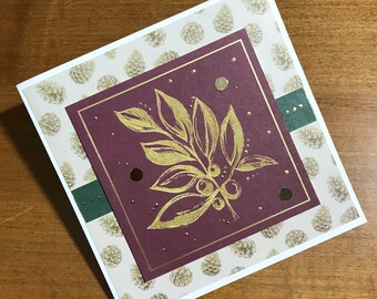 Winter Solstice Handmade Square Greeting Card, 5.5" x 5.5", Blank Inside, Includes Coordinating Envelope and Self-Adhesive Wax Seal