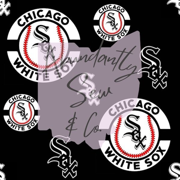 Chicago baseball, white Sox, spring baseball, seamless pattern, seamless design, black, chitown , white, small shop designs