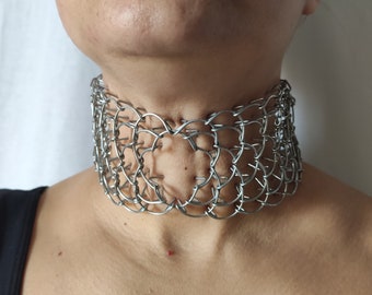 NECK CILICE - 5 row - metal and leather