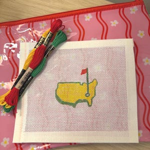 Toile pour broderie Masters Golf | Drapeau de golf inspiré d'Augusta | Toile de golf pour débutants | Projet de couture des maîtres