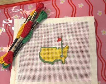 Masters Golf Needlepoint Canvas | Augusta Inspired Golf Flag Design | Golf Needlepoint beginner  Canvas | Masters Needlepoint Project