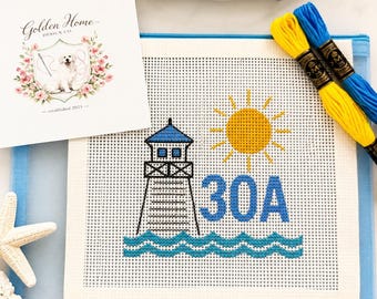 30A Needlepoint Kit, Beginner Needlepoint Kit, 13 Mesh Needlepoint Canvas, DIY needlepoint Kit